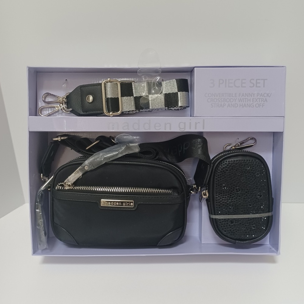 Madden Girl 3 PIece Gift Set Convertible Fanny‎ Pack Crossbody with Strap NIB